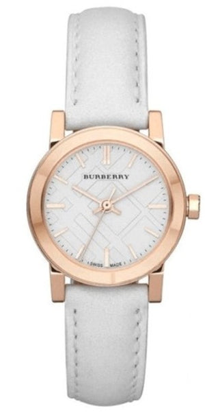 Burberry The City White Dial White Leather Strap Watch for Women - BU9209