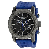 Burberry Sports Chronograph Black Dial Blue Rubber Strap Watch for Men - BU7714