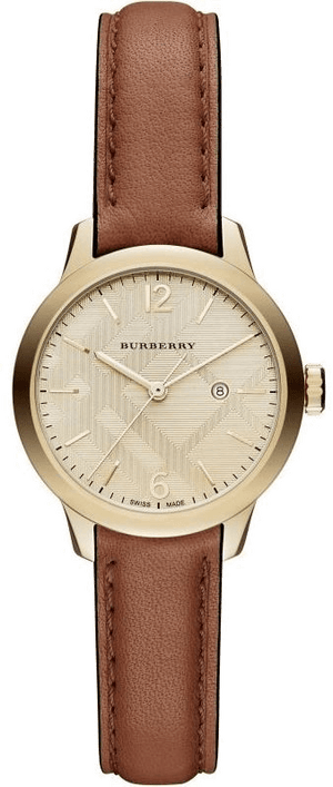 Burberry The Classic Champagne Dial Brown Leather Strap Watch for Women - BU10101