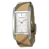 Burberry The Pioneer Silver Dial Haymarket Leather Strap Watch for Women - BU9406