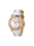 Burberry The City White Dial White Leather Strap Watch for Women - BU9110