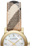 Burberry The City Diamonds Mother of Pearl Dial Leather Strap Watch for Women - BU9226