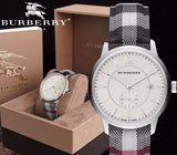 Burberry The Classic Horseferry Silver Dial Leather Strap Watch for Men - BU10002