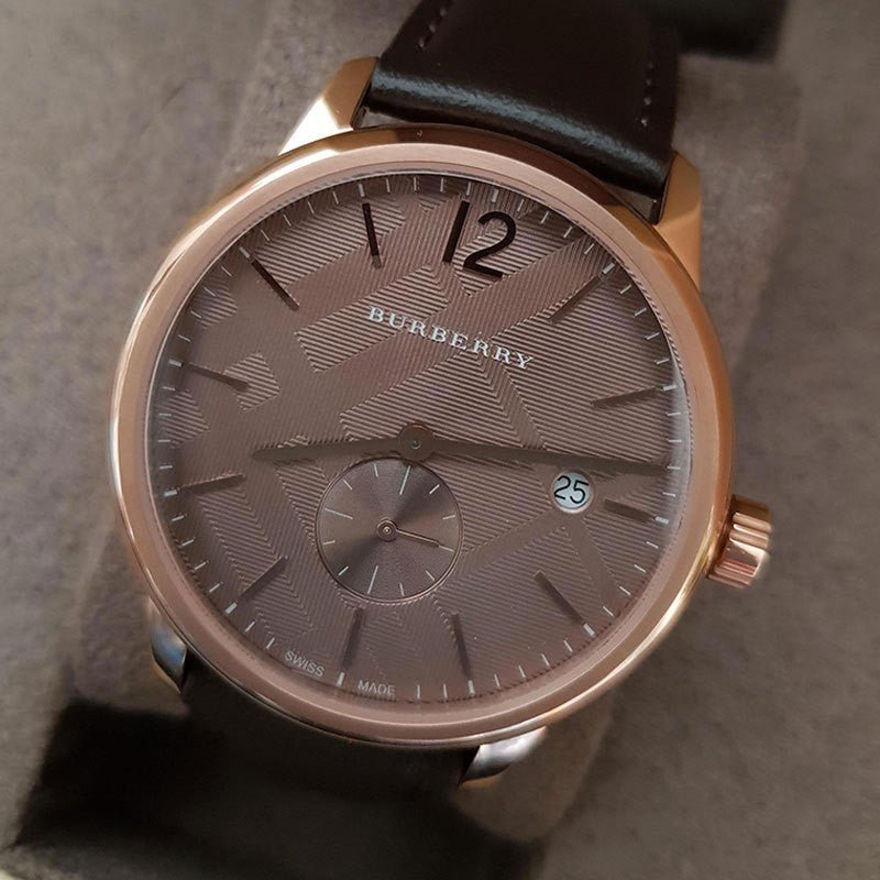 Burberry The Classic Dark Brown Dial Dark Brown Leather Strap Watch for Men - BU10012