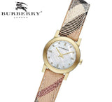 Burberry The City Diamonds Mother of Pearl Dial Leather Strap Watch for Women - BU9226