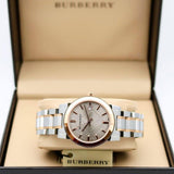 Burberry The City Diamonds White Dial Two Tone Steel Strap Watch for Women - BU9127
