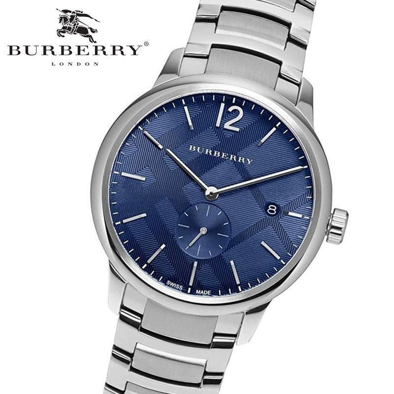 Burberry The Classic Blue Dial Silver Steel Strap Watch for Men - BU10007