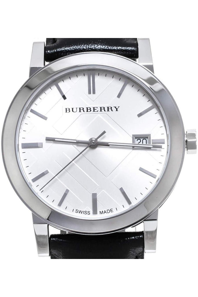 Burberry The City White Dial Black Leather Strap Watch for Men