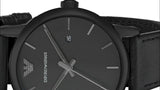 Emporio Armani Classic Black Dial Black Leather Strap Watch For Men - AR1732