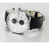 Emporio Armani Gianni White Dial Black Leather Strap Watch For Men - AR0385