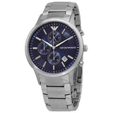 Emporio Armani Renato Chronograph Blue Dial Silver Steel Strap Watch For Men - AR11164