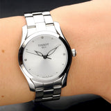 Tissot T Wave Diamonds White Dial Silver Steel Strap Watch For Women - T112.210.11.036.00