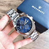 Maserati Traguardo Blue Dial Silver Steel Strap Watch For Men - R8853112505