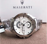 Maserati Ingegno Chronograph White Dial Silver Steel Strap Watch For Men - R8873619004