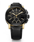 Gucci G Chrono Black Dial Black Leather Strap Watch For Men - YA101203