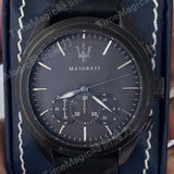 Maserati Traguardo Black Leather Strap Quartz Black Dial Watch For Men - R8871612019