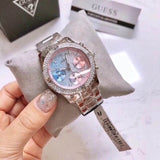 Guess Confetti Multicolored Dial Silver Steel Strap Watch For Women - W0774L1