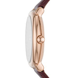 Marc Jacobs Mandy White Dial Brown Leather Strap Watch for Women - MJ1598