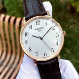 Tissot T Classic Everytime White Dial Black Leather Strap Watch For Men - T109.610.36.032.00