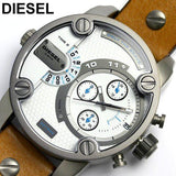 Diesel SBA Dual Time Chronograph White Dial Brown Leather Strap Watch For Men - DZ7269