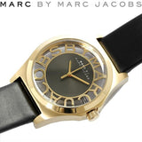 Marc Jacobs Henry Skeleton Black Dial Black Leather Strap Watch for Women - MBM1246