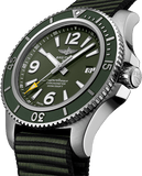 Breitling Superocean Automatic 44mm Outerknown Green Dial Green Nylon Strap Watch for Men - A17367A11L1W1