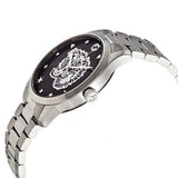 Gucci G Timeless Diamonds Black Dial Silver Steel Strap Watch For Women - YA1264125