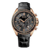 Hugo Boss Driver Black Dial Black Leather Strap Watch for Men - 1513092