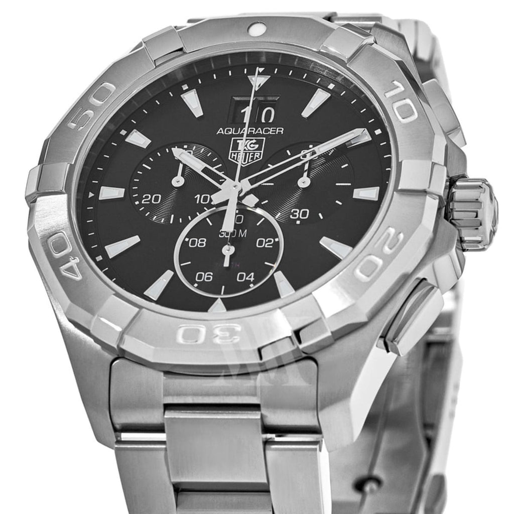 Tag Heuer Aquaracer Chronograph Black Dial Silver Steel Strap Watch for Men - CAY1110.BA0927