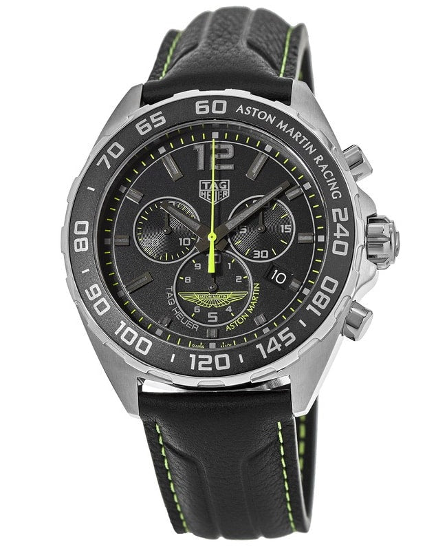 Tag Heuer Formula 1 Aston Martin Black Dial Black Leather Strap Watch for Men - CAZ101P.FC8245