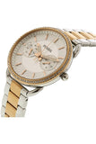 Fossil Tailor White Dial Two Tone Stainless Steel Strap Watch for Women - ES4396