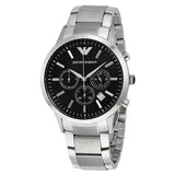 Emporio Armani Classic Chronograph Black Dial Silver Steel Strap Watch For Men - AR2434