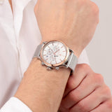 Maserati Epoca White Dial Chronograph Silver Mesh Bracelet Watch For Men - R8873618009