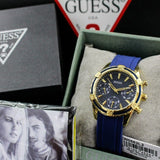 Guess Catalina Blue Gold Tone Blue Silicone Strap Watch For Women - W0562L2