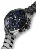 Diesel Mega Chief Chronograph Blue Dial Black Steel Strap Watch For Men - DZ4329