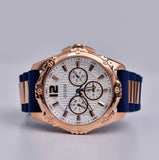 Guess Interpid White & Rose Gold Dial Blue Silicone Strap Watch For Women - W0325L8