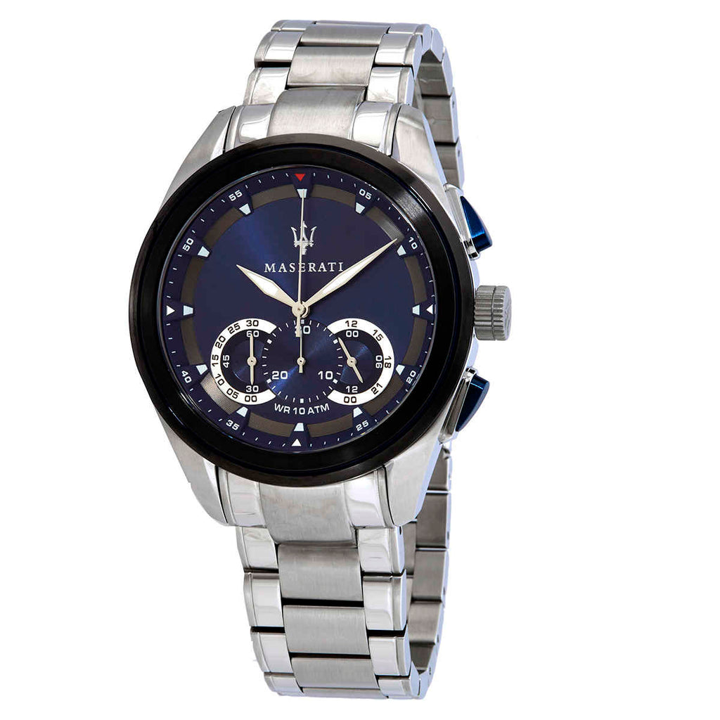 Stainless Dial Maserati Watch Traguardo Steel For Watch Men for Blue 45mm Chronograph Men