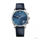 Hugo Boss Time One Blue Dial Black Leather Strap Watch for Men - 1513431