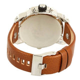 Diesel SBA Dual Time Black Dial Brown Leather Strap Watch For Men - DZ7264