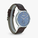 Hugo Boss Corporal Blue Dial Brown Leather Strap Watch for Men - 151363