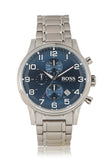 Hugo Boss Aeroliner Blue Dial Silver Steel Strap Watch for Men - 1513183