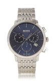 Hugo Boss Associate Blue Dial Silver Steel Strap Watch for Men - 1513269