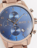 Hugo Boss Skymaster Blue Dial Brown Steel Strap Watch for Men - 1513788