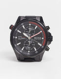 Hugo Boss Globetrotter Black Dial Black Steel Strap Watch for Men - 1513825