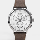 Hugo Boss Spirit White Dial Brown Nylon Strap Watch for Men - 1513690