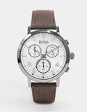 Hugo Boss Spirit White Dial Brown Nylon Strap Watch for Men - 1513690