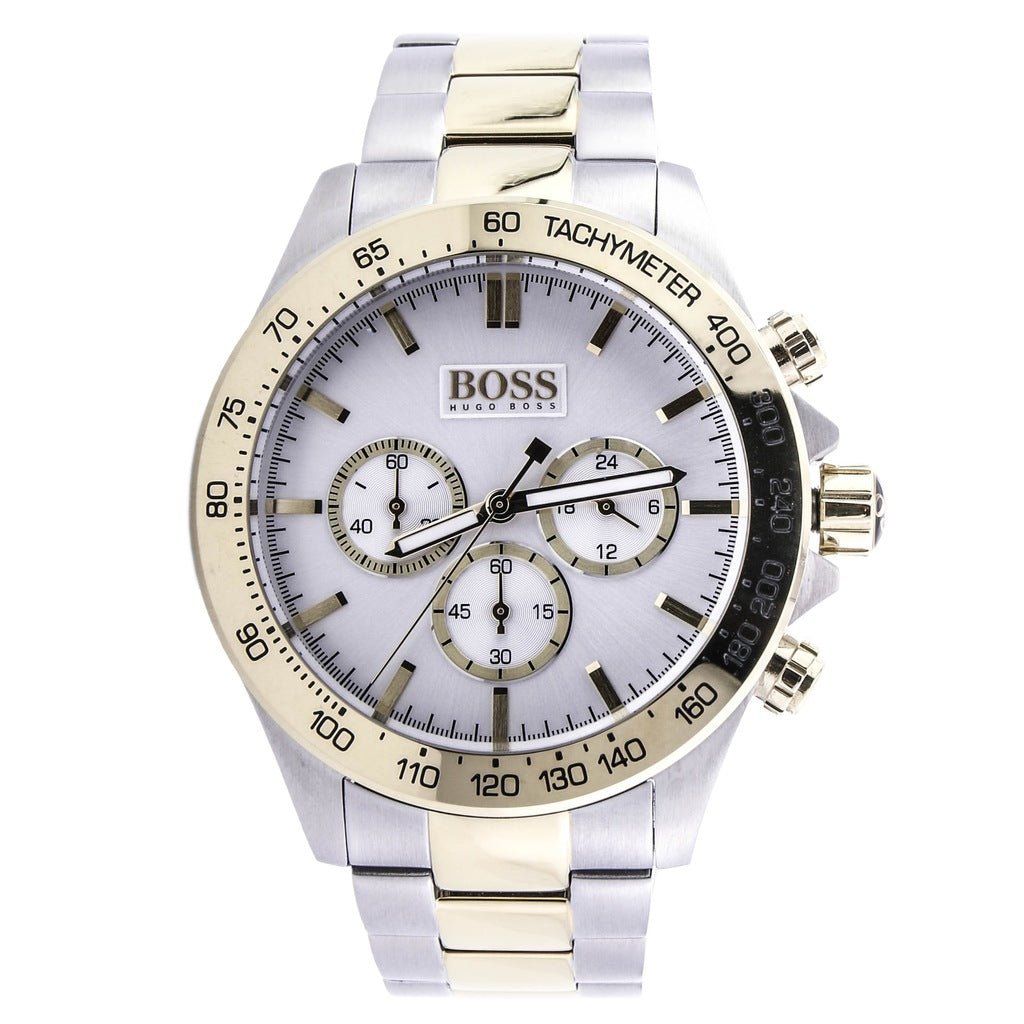 Hugo Boss Ikon Chronograph Silver Dial Two Tone Steel Strap Watch for Men - 1512960