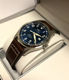 IWC Pilot's Mark XVIII Le Petit Prince Blue Dial Brown Leather Strap Watch for Men - IW327004