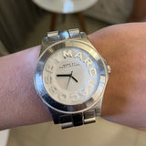 Marc Jacobs Rivera White Dial Silver Stainless Steel Strap Watch for Women - MBM3133