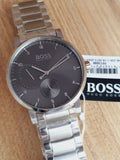 Hugo Boss Oxygen Grey Dial Silver Steel Strap Watch for Men - 1513596